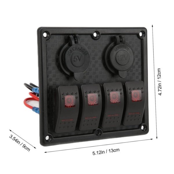 Bfy Switch Panel 4'lü Usb +Çakmaklık Kırmızı