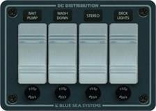 Blue Sea Systems Su Geçirmez 4'lü Switch Sigorta Paneli Siyah