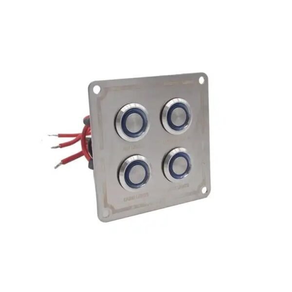 Krom 4'lü Switch Panel Sigortalı Mavi Işıklı