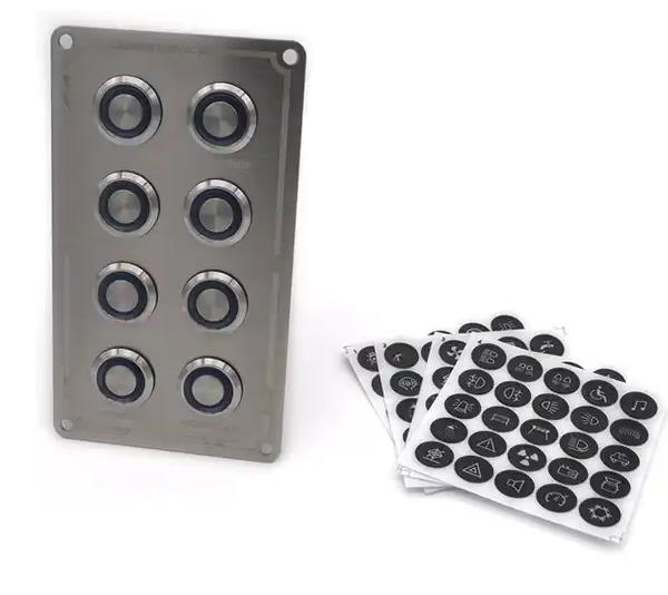 Krom 8'li Switch Panel Sigortalı Mavi Işıklı