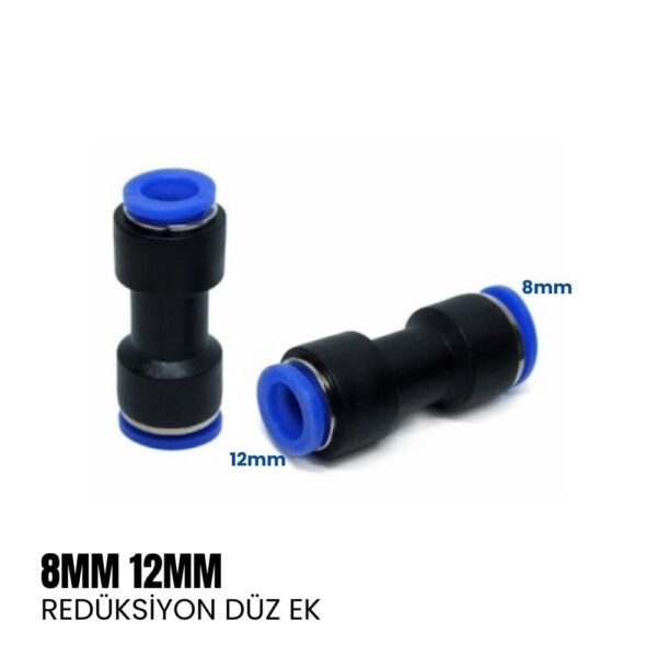SHUIVAN Pnömatik Rekor 8mm 12mm Redüksiyon Düz Ek - Şipşak